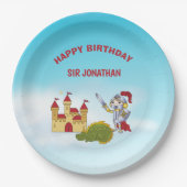 Assiettes En Carton Boys Medieval Chevalier Dragon fête d'anniversaire (Devant)