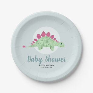 Assiettes En Carton Boys mignonette Whimsical Baby shower Dinosaure Bl