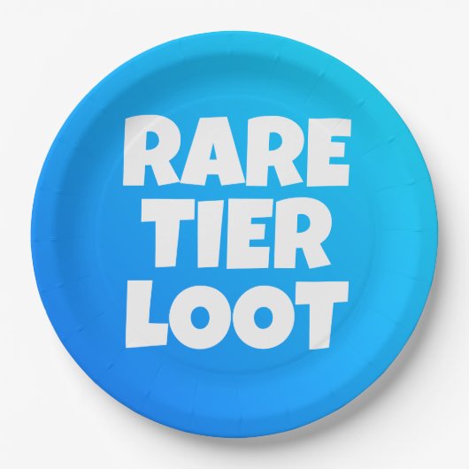 Assiettes En Carton Boys Rare Tier Loot Blue Gamer Slogan (Devant)