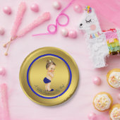 Assiettes En Carton Boys Royal Blue Gold Baby shower (Fête)