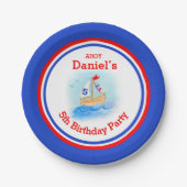 Assiettes En Carton Boys voilier bateau 5e anniversaire customisé assi (Devant)