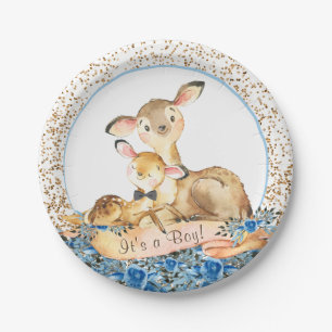 Assiettes En Carton Boys Woodland Deer Plaques en papier Baby shower
