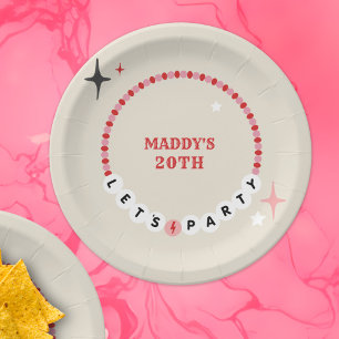 Assiettes En Carton Bracelet d'amitié Red Pink Anniversaire