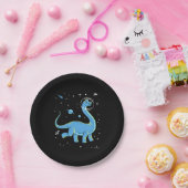 Assiettes En Carton Brachiosaurus Bleu Dinos Dans L'Espace (Fête)