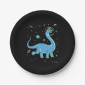 Assiettes En Carton Brachiosaurus Bleu Dinos Dans L'Espace (Devant)