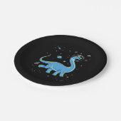 Assiettes En Carton Brachiosaurus Bleu Dinos Dans L'Espace (Angle)