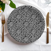 Assiettes En Carton Braided black and white pattern