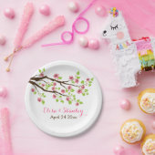 Assiettes En Carton Branche avec fleurs de cerisier rose mariage de pr (Fête)