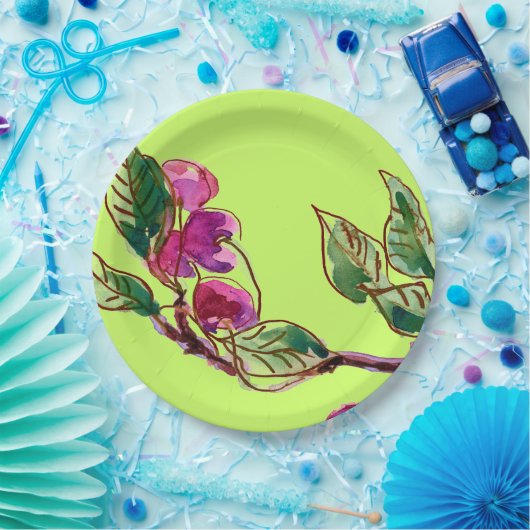 Assiettes En Carton Branche cerise sur vert par Linandara (Fête)