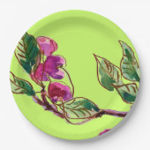 Assiettes En Carton Branche cerise sur vert par Linandara (Devant)