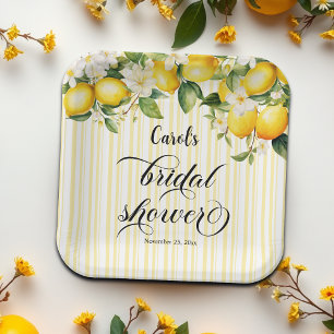 Assiettes En Carton Branche de citron Méditerranée Mariage Été