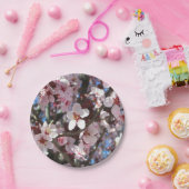 Assiettes En Carton Branche de fleurs roses Printemps Floral (Fête)