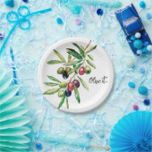 Assiettes En Carton Branche d'olive aquarelle (Fête)