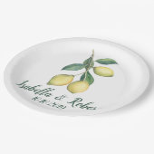Assiettes En Carton Branche du citron | Détail de l'invité Mariage (Angle)