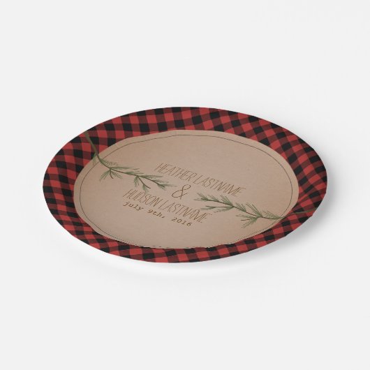 Assiettes En Carton Branches à feuillage persistant Mariage (Angle)