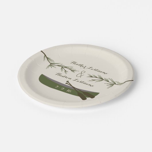 Assiettes En Carton Branches à feuillage persistant + Mariage de canot (Angle)