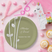 Assiettes En Carton Branches blanches en feuilles (Fête)