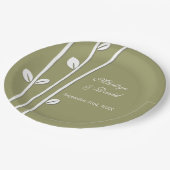 Assiettes En Carton Branches blanches en feuilles (Angle)