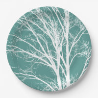 Branches d'arbre Turquoise vert blanc nu
