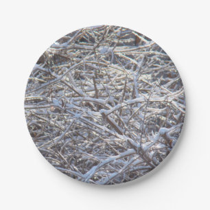 Assiettes En Carton Branches de glace neige en hiver