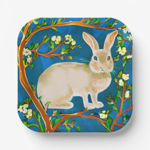 Assiettes En Carton Branches de lapin sauvage et de fleurs