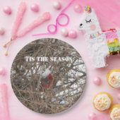 Assiettes En Carton Branches de neige cardinales rouges (Fête)