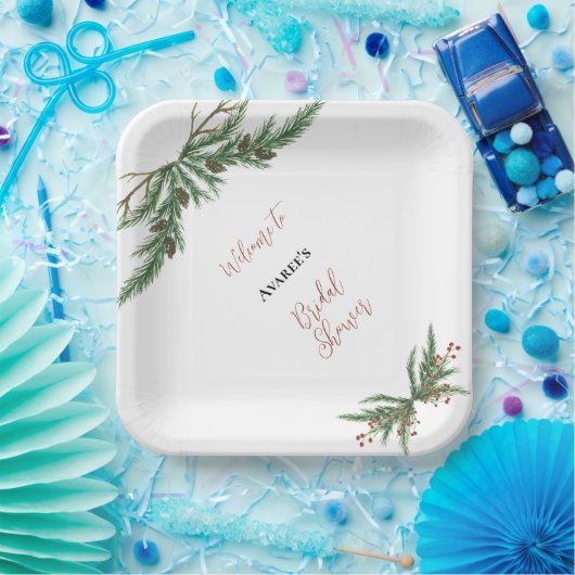 Assiettes En Carton Branches de Noël en rouge et vert (Fête)