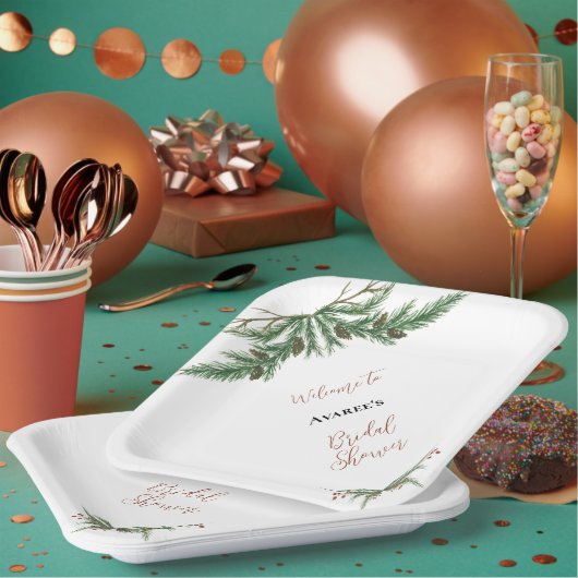Assiettes En Carton Branches de Noël en rouge et vert (Multi)