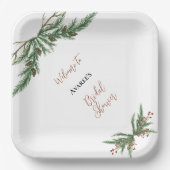 Assiettes En Carton Branches de Noël en rouge et vert (Recto)