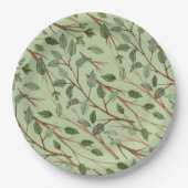 Assiettes En Carton Branches de verdure aquarelle (Devant)