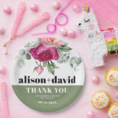 Assiettes En Carton Branches d'Eucalyptus avec roses roses rose mariag (Fête)