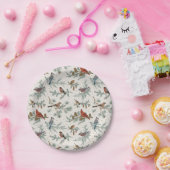 Assiettes En Carton Branches d'oiseaux et de pins d'hiver Motif (Fête)