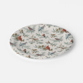 Assiettes En Carton Branches d'oiseaux et de pins d'hiver Motif (Angle)