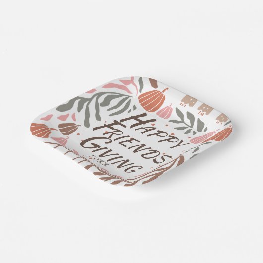 Assiettes En Carton Branches rétro, feuille et citrouille Amical (Angulaire)