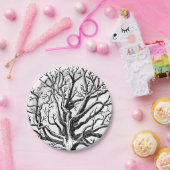 Assiettes En Carton Branches rustiques Abstraites en noir et blanc (Fête)