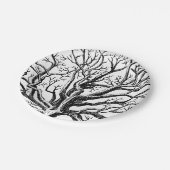 Assiettes En Carton Branches rustiques Abstraites en noir et blanc (Angle)