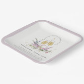 Assiettes En Carton Bravo à l'amour Vins d'or Verres Mariage Floral (Angulaire)