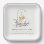 Assiettes En Carton Bravo à l'amour Vins d'or Verres Mariage Floral (Recto)