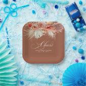 Assiettes En Carton Bravo Rust Terracotta Floral Pampas Grass (Fête)