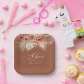 Assiettes En Carton Bravo Rust Terracotta Floral Pampas Grass (Fête)