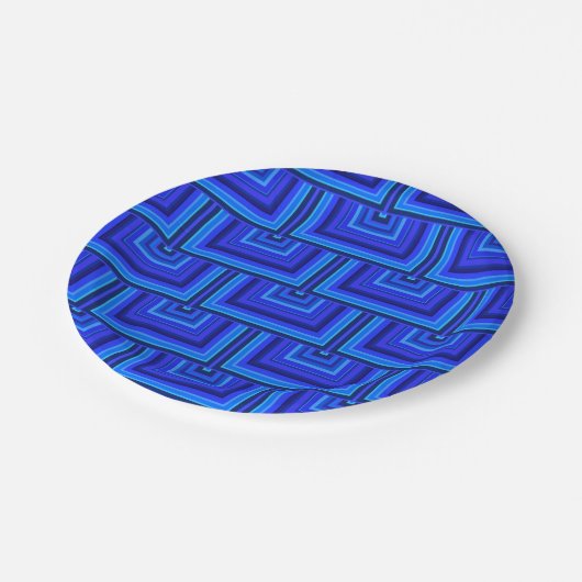Assiettes En Carton Brayures bleues carré motif (Angle)