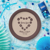 Assiettes En Carton Brew Love Coffee Bean Heart (Fête)