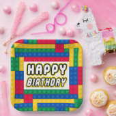 Assiettes En Carton Brick Builder Birthday 9" paper plate (Fête)