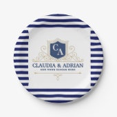 Assiettes En Carton Bride And Groom Monogram Names Elegant Weeding (Devant)