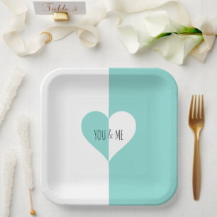 Assiettes En Carton BRIDE & CO Turquoise Blue You & Me Suite Plaques d