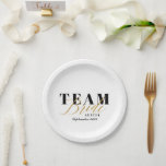 Assiettes En Carton BRIDE D'ÉQUIPE À Deux TONS<br><div class="desc">Design moderne pour la poule plus classe. Effet or avec espace pour un nom. Partie d'une collection.</div>