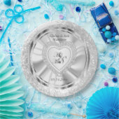 Assiettes En Carton Bride & Groom Satin et Mariage argenté (Fête)