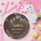 Assiettes En Carton Bride Rustique Bois Bourgogne Lumières Florales (Fête)