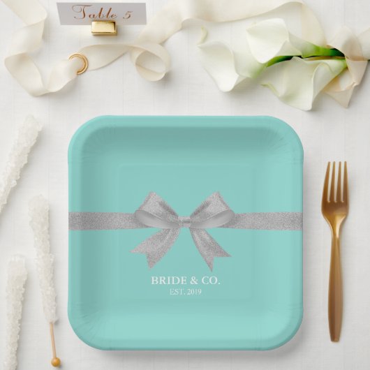 Assiettes En Carton BRIDE Touch Of Silver Personnalisé Douche Party (Mariage)