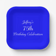 Assiettes En Carton Bright Blue Paper Plates, 75th Birthday Party